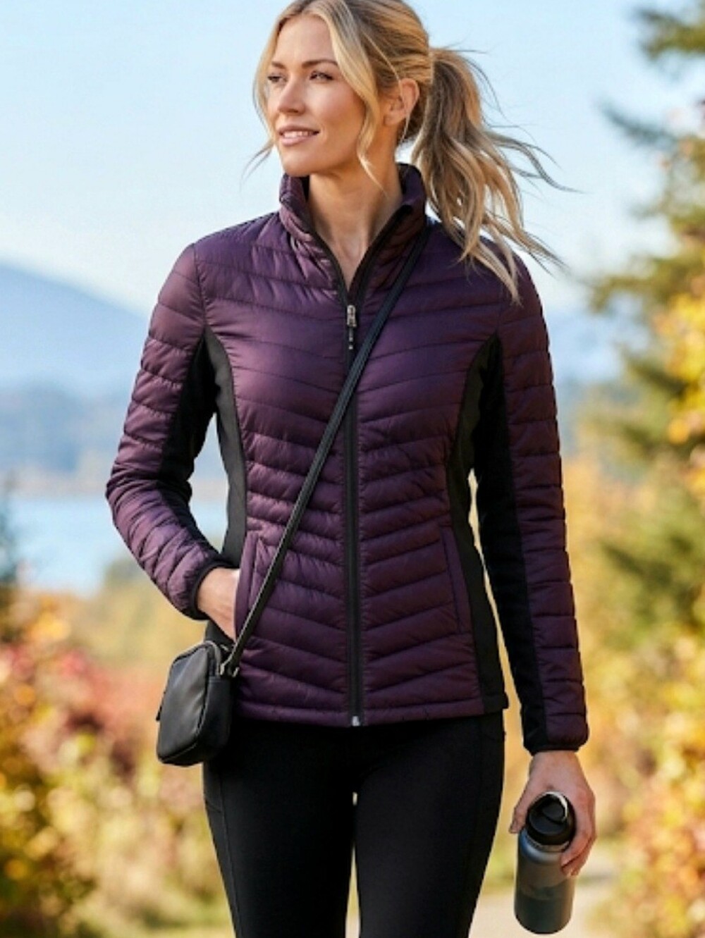 32 Degrees Purple & Black Quilted Puffer Jacket Size Small